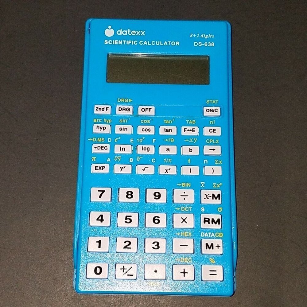 Datexx Blue Scientific Calculator DS-638 C w/ Statistical Function Manual TESTED - Picture 2 of 10